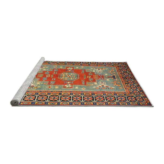 Sideview of Machine Washable Traditional Brown Red Rug, wshtr2694