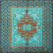 Square Machine Washable Persian Light Blue Traditional Rug, wshtr2694lblu