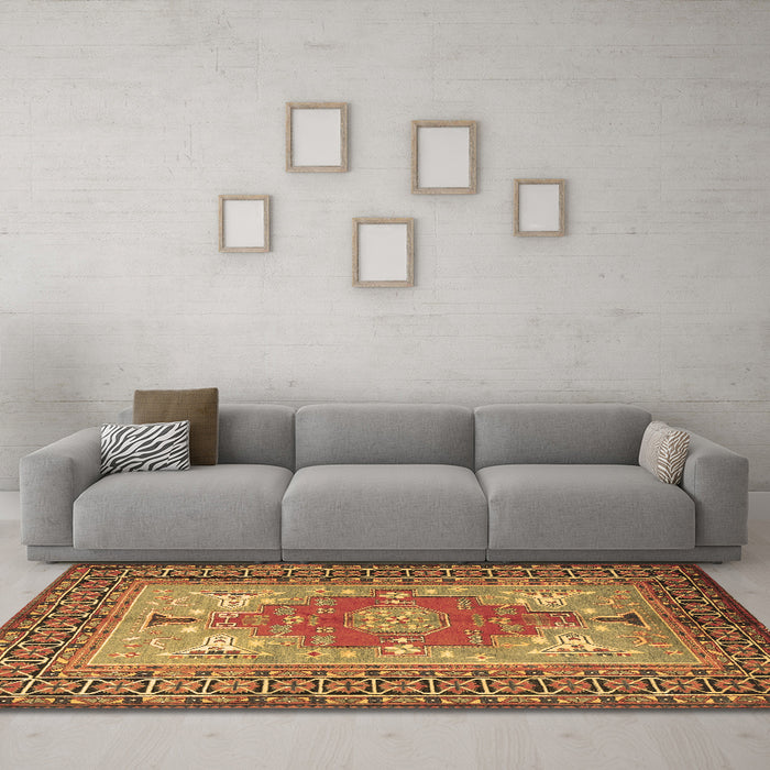 Machine Washable Persian Brown Traditional Rug in a Living Room,, wshtr2694brn