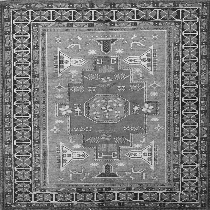 Round Machine Washable Persian Gray Traditional Rug, wshtr2694gry