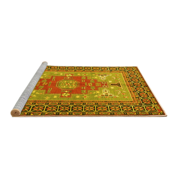 Sideview of Machine Washable Persian Yellow Traditional Rug, wshtr2694yw