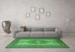 Machine Washable Persian Emerald Green Traditional Area Rugs in a Living Room,, wshtr2694emgrn