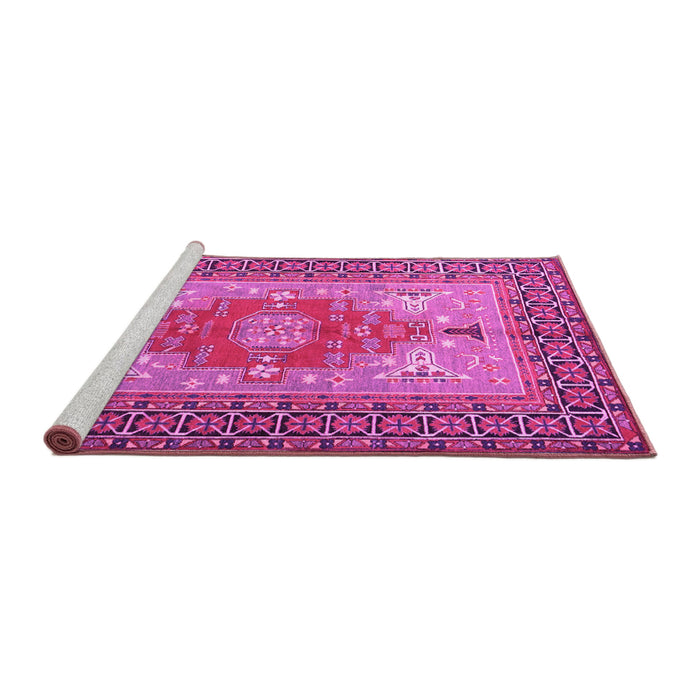 Sideview of Machine Washable Persian Pink Traditional Rug, wshtr2694pnk