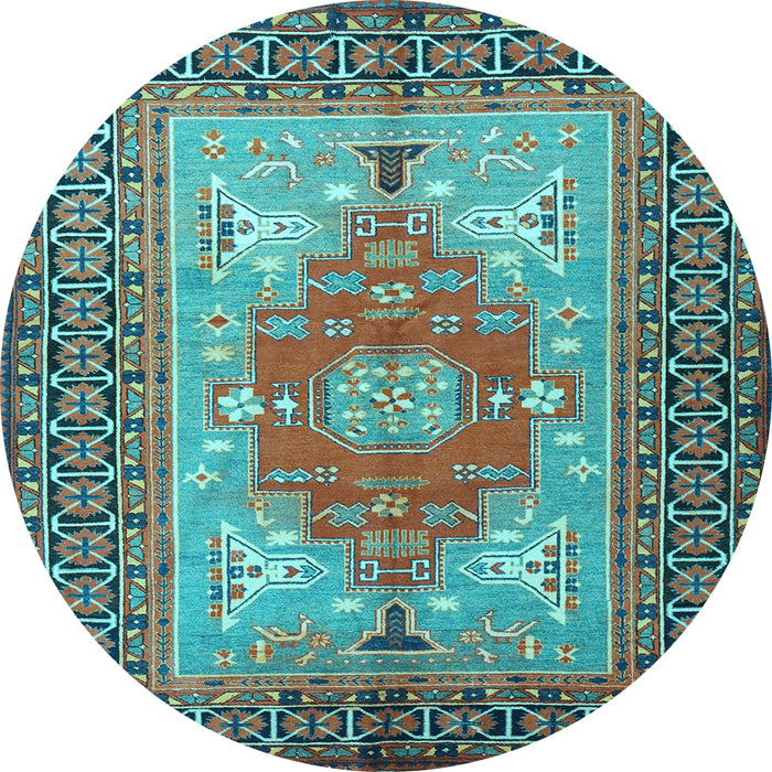 Round Machine Washable Persian Light Blue Traditional Rug, wshtr2694lblu