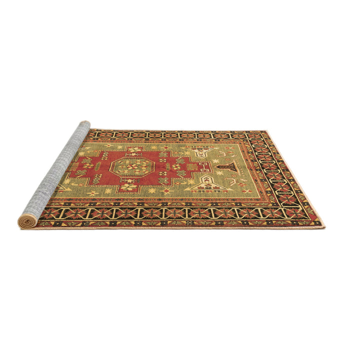 Sideview of Machine Washable Persian Brown Traditional Rug, wshtr2694brn