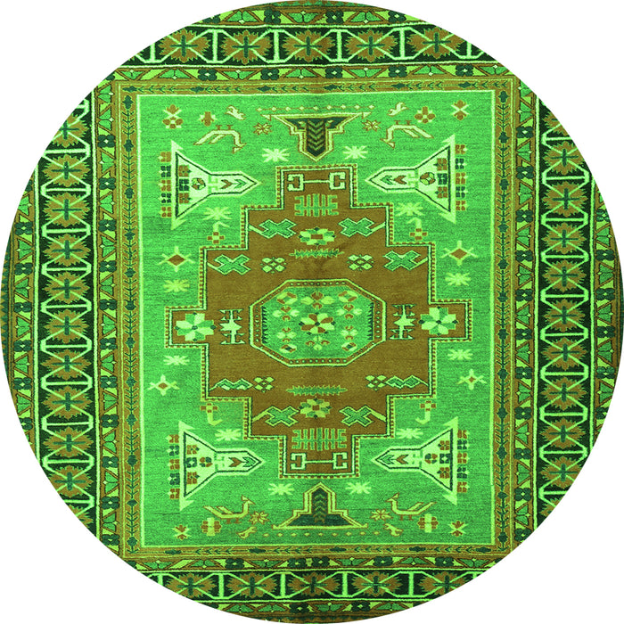 Square Persian Green Traditional Rug, tr2694grn