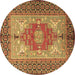 Round Machine Washable Persian Brown Traditional Rug, wshtr2694brn