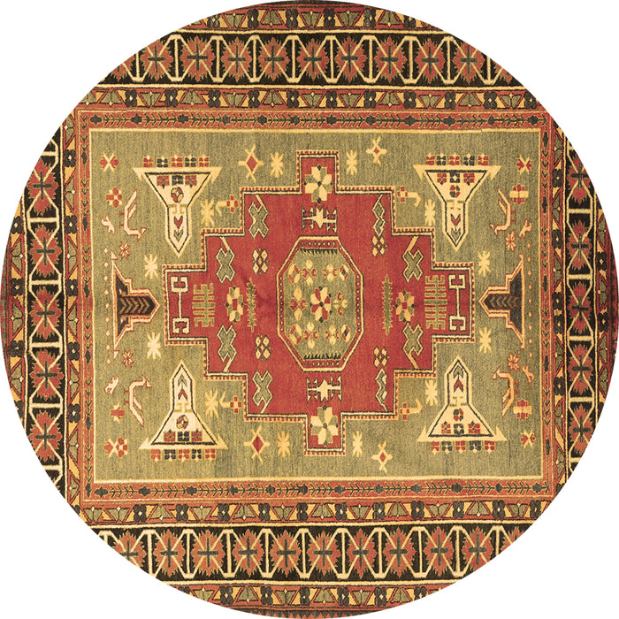 Round Persian Brown Traditional Rug, tr2694brn