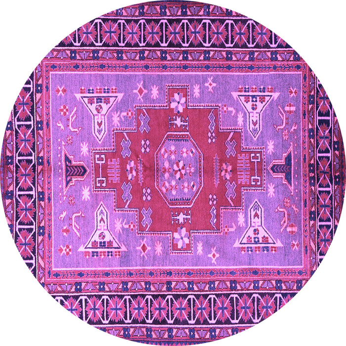 Round Machine Washable Persian Purple Traditional Area Rugs, wshtr2694pur