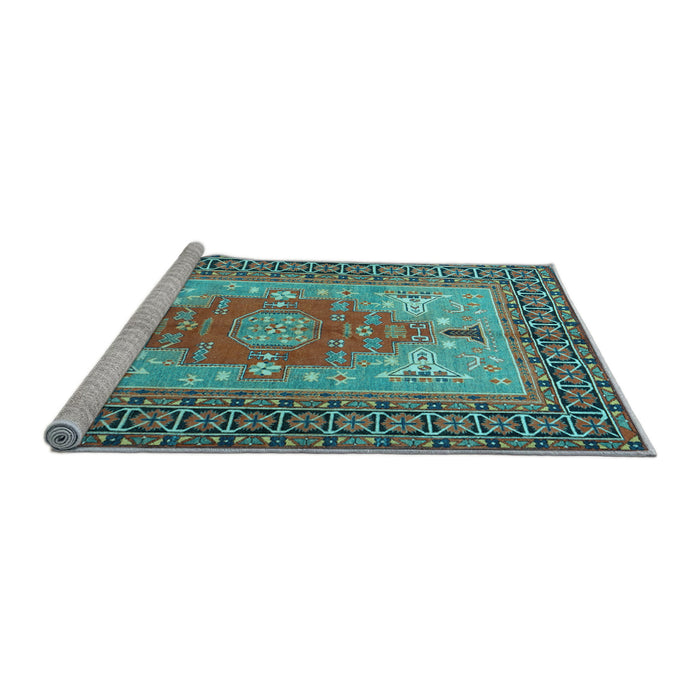 Sideview of Machine Washable Persian Light Blue Traditional Rug, wshtr2694lblu