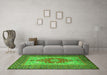 Machine Washable Persian Green Traditional Area Rugs in a Living Room,, wshtr2694grn