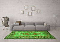 Machine Washable Persian Green Traditional Rug, wshtr2694grn