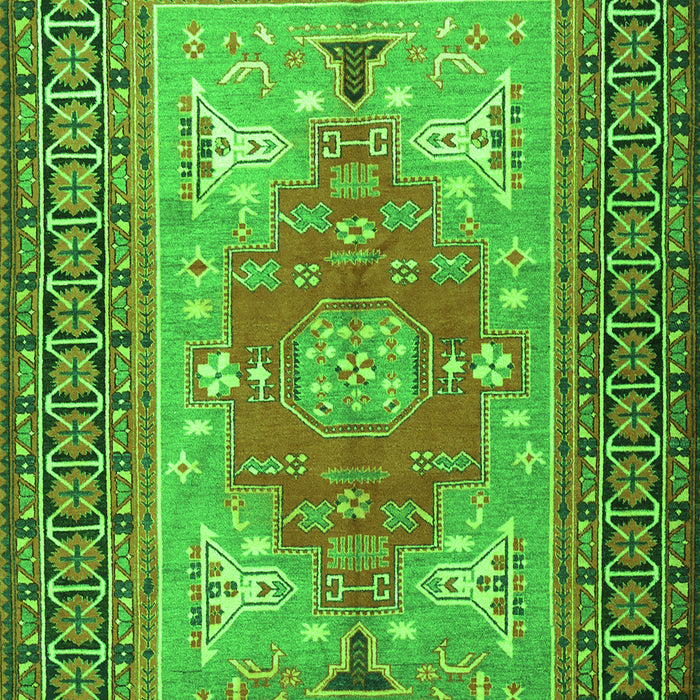 Serging Thickness of Machine Washable Persian Green Traditional Area Rugs, wshtr2694grn