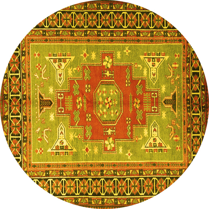 Round Persian Yellow Traditional Rug, tr2694yw