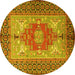Round Persian Yellow Traditional Rug, tr2694yw