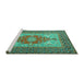 Sideview of Machine Washable Persian Turquoise Traditional Area Rugs, wshtr2694turq