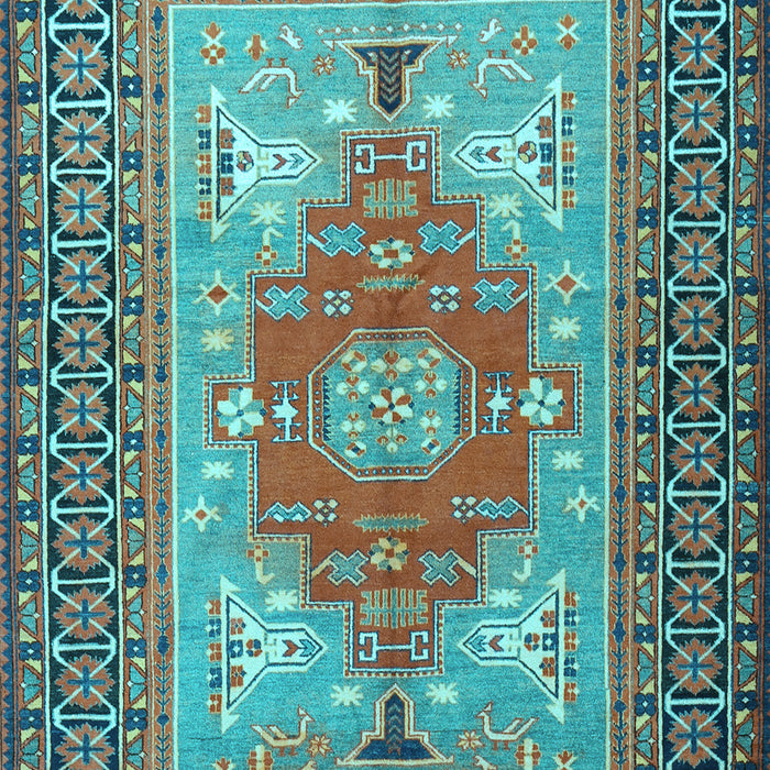 Machine Washable Persian Light Blue Traditional Rug, wshtr2694lblu