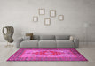 Machine Washable Persian Pink Traditional Rug in a Living Room, wshtr2694pnk