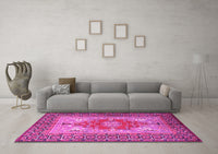 Machine Washable Persian Pink Traditional Rug, wshtr2694pnk