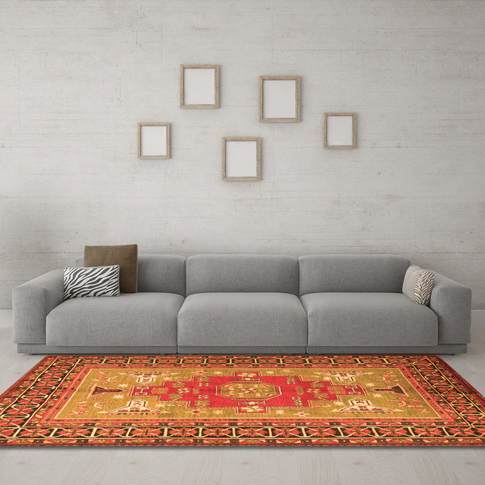 Machine Washable Persian Orange Traditional Area Rugs in a Living Room, wshtr2694org