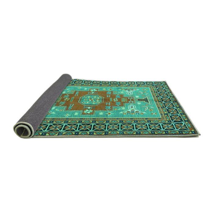 Sideview of Persian Turquoise Traditional Rug, tr2694turq