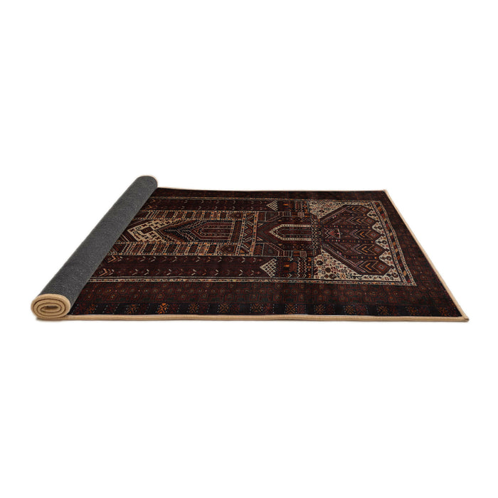 Sideview of Traditional Black Brown Persian Rug, tr2695