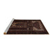 Sideview of Machine Washable Traditional Black Brown Rug, wshtr2695