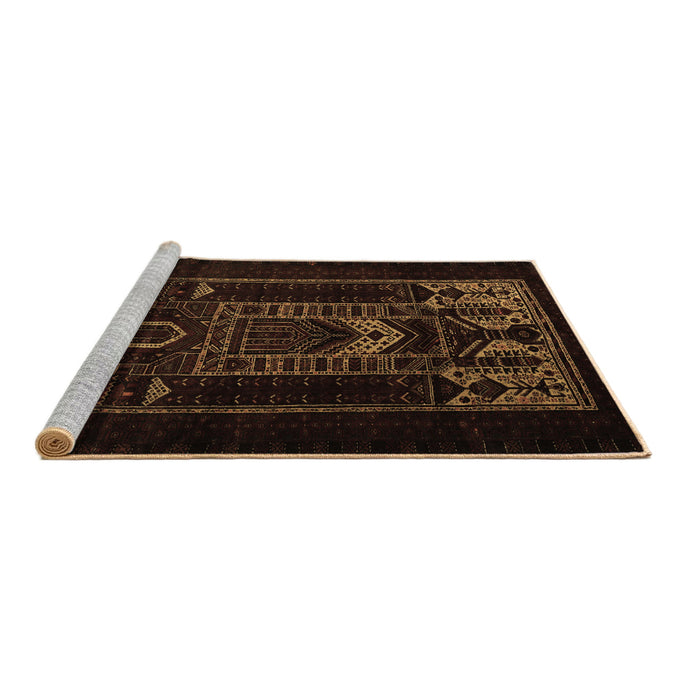 Sideview of Machine Washable Persian Brown Traditional Rug, wshtr2695brn
