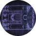 Round Persian Blue Traditional Rug, tr2695blu