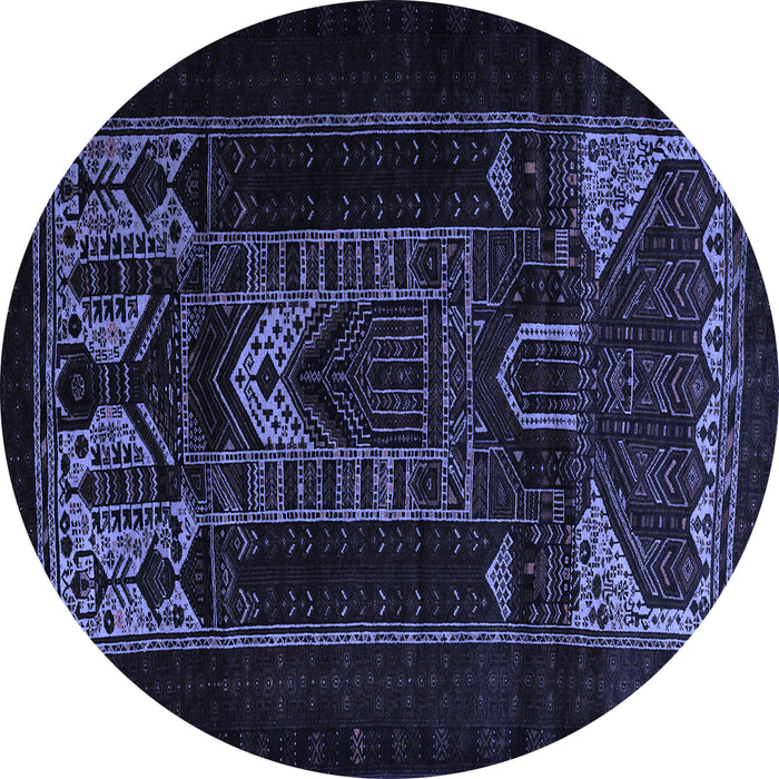 Round Machine Washable Persian Blue Traditional Rug, wshtr2695blu