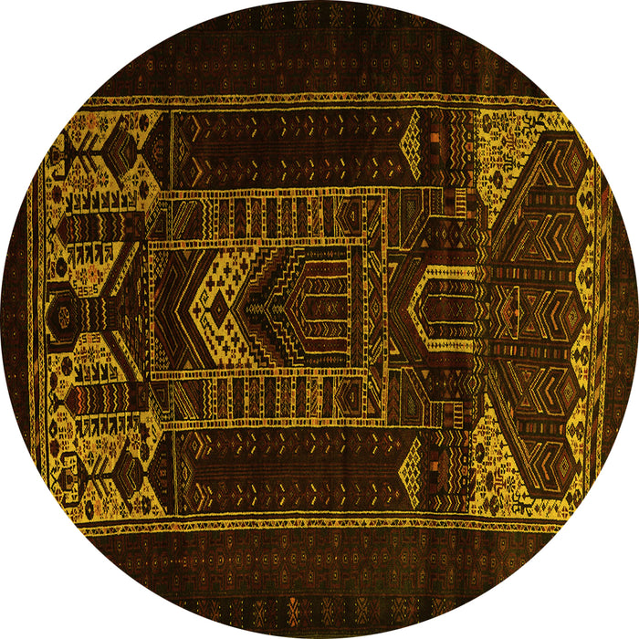 Round Persian Yellow Traditional Rug, tr2695yw