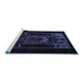 Sideview of Machine Washable Persian Blue Traditional Rug, wshtr2695blu