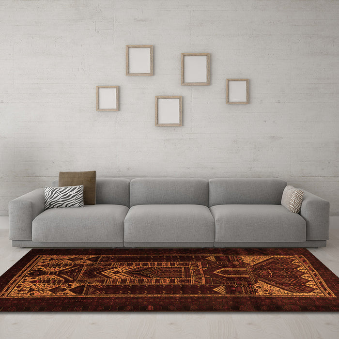 Machine Washable Persian Orange Traditional Area Rugs in a Living Room, wshtr2695org