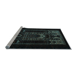 Sideview of Machine Washable Persian Light Blue Traditional Rug, wshtr2695lblu