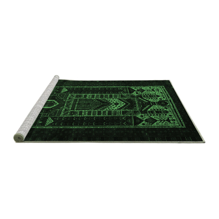 Sideview of Machine Washable Persian Emerald Green Traditional Area Rugs, wshtr2695emgrn