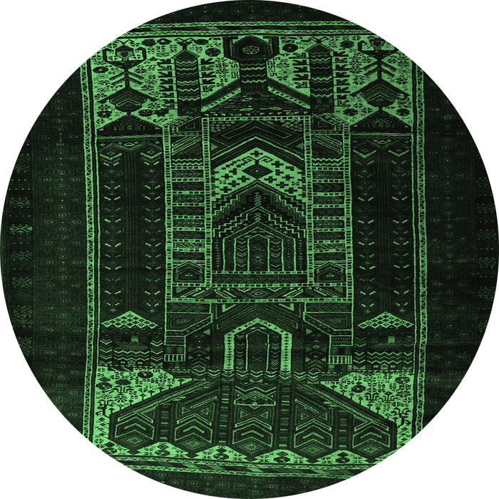 Round Persian Emerald Green Traditional Rug, tr2695emgrn