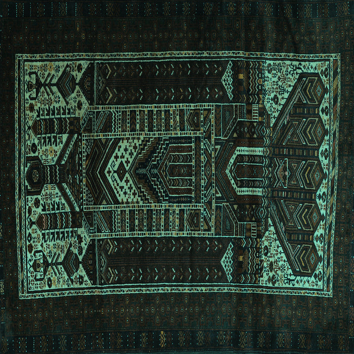 Square Machine Washable Persian Turquoise Traditional Area Rugs, wshtr2695turq