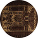 Round Machine Washable Persian Brown Traditional Rug, wshtr2695brn