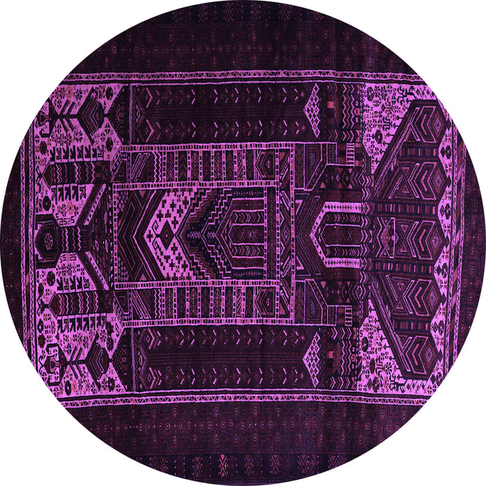 Round Machine Washable Persian Purple Traditional Area Rugs, wshtr2695pur