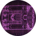 Round Machine Washable Persian Purple Traditional Area Rugs, wshtr2695pur