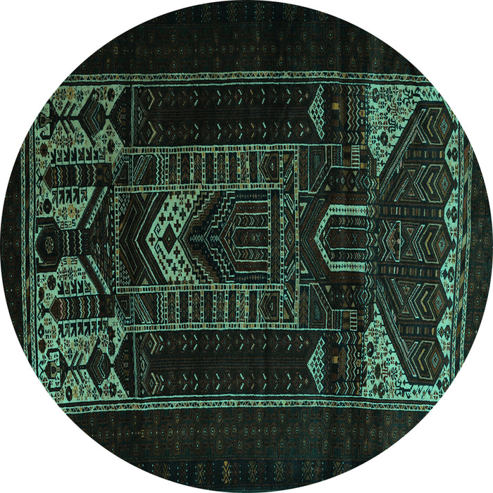 Round Persian Turquoise Traditional Rug, tr2695turq