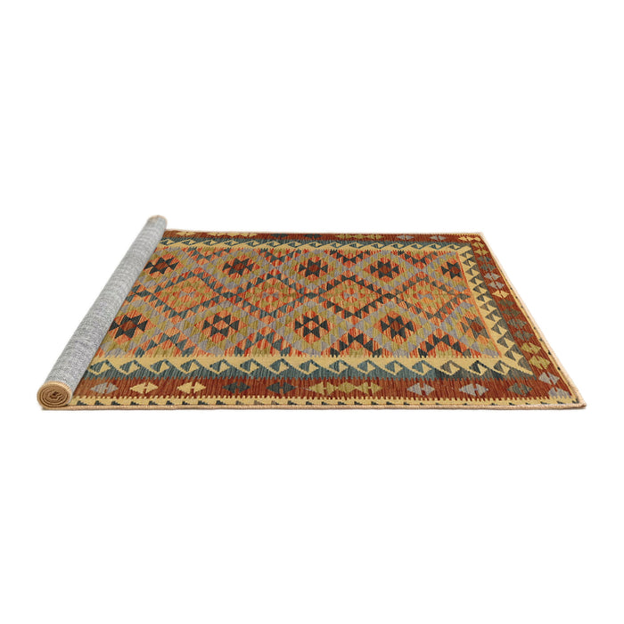 Sideview of Machine Washable Traditional Gold Rug, wshtr2696