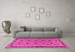 Machine Washable Southwestern Pink Country Rug in a Living Room, wshtr2696pnk