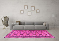 Machine Washable Southwestern Pink Country Rug, wshtr2696pnk