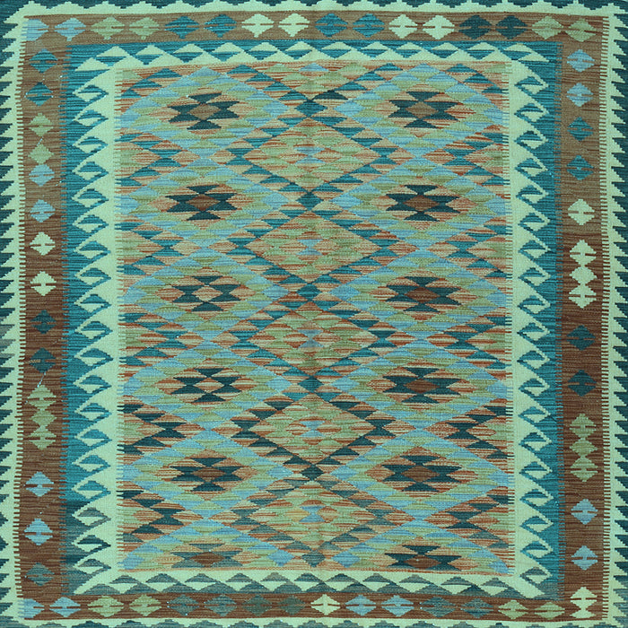 Square Southwestern Light Blue Country Rug, tr2696lblu