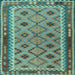 Square Southwestern Light Blue Country Rug, tr2696lblu