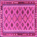 Square Machine Washable Southwestern Pink Country Rug, wshtr2696pnk