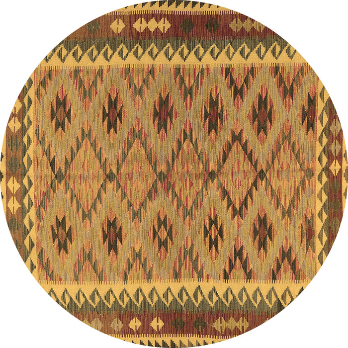 Round Southwestern Brown Country Rug, tr2696brn