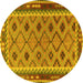 Round Southwestern Yellow Country Rug, tr2696yw