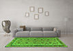 Machine Washable Southwestern Green Country Area Rugs in a Living Room,, wshtr2696grn